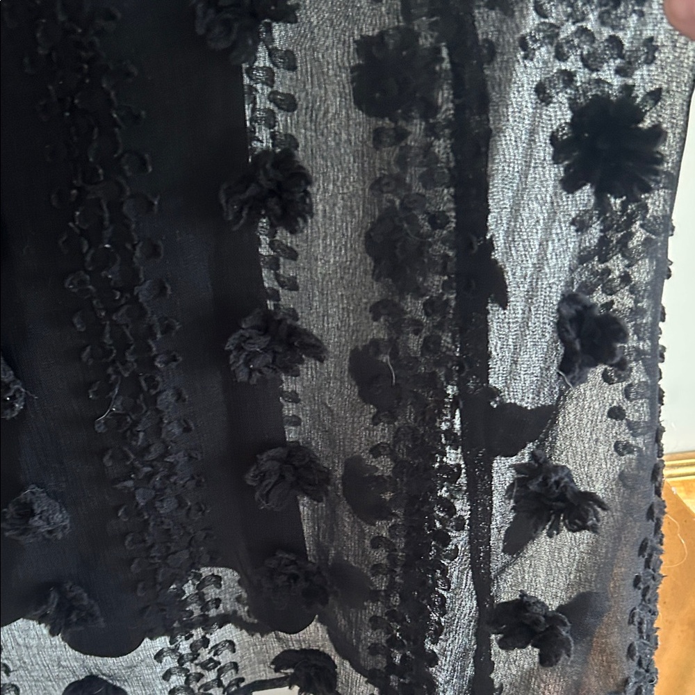 Anthropologie Polygram Black Textured Midi Dress with tie belt - Picture 6 of 10